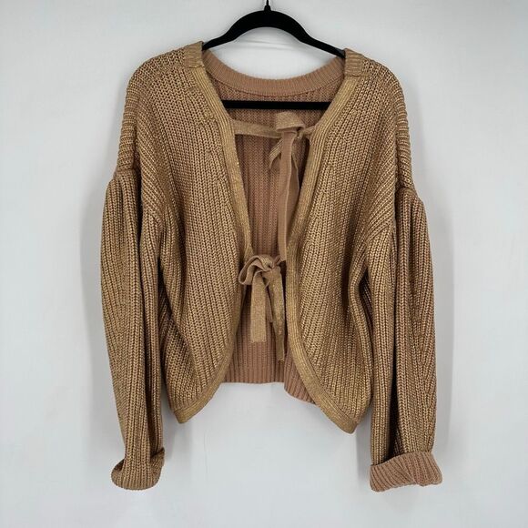 Kika Vargas x Target limited edition gold metallic back-tie sweater medium Cardi - Picture 4 of 10
